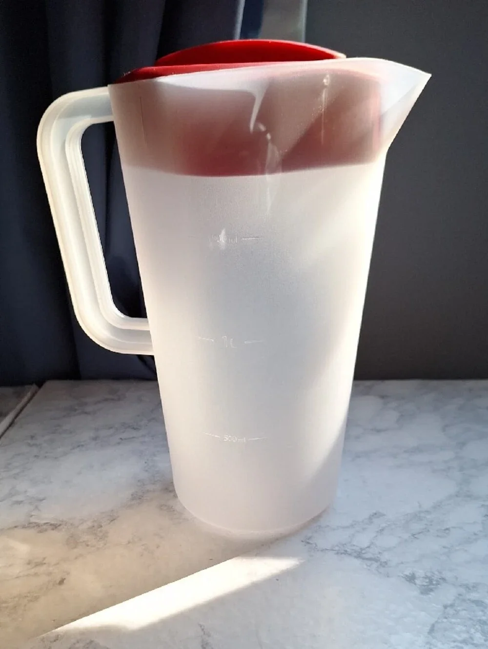 Translucent Plastic Measuring Pitcher with Red Lid - Kitchen Tools